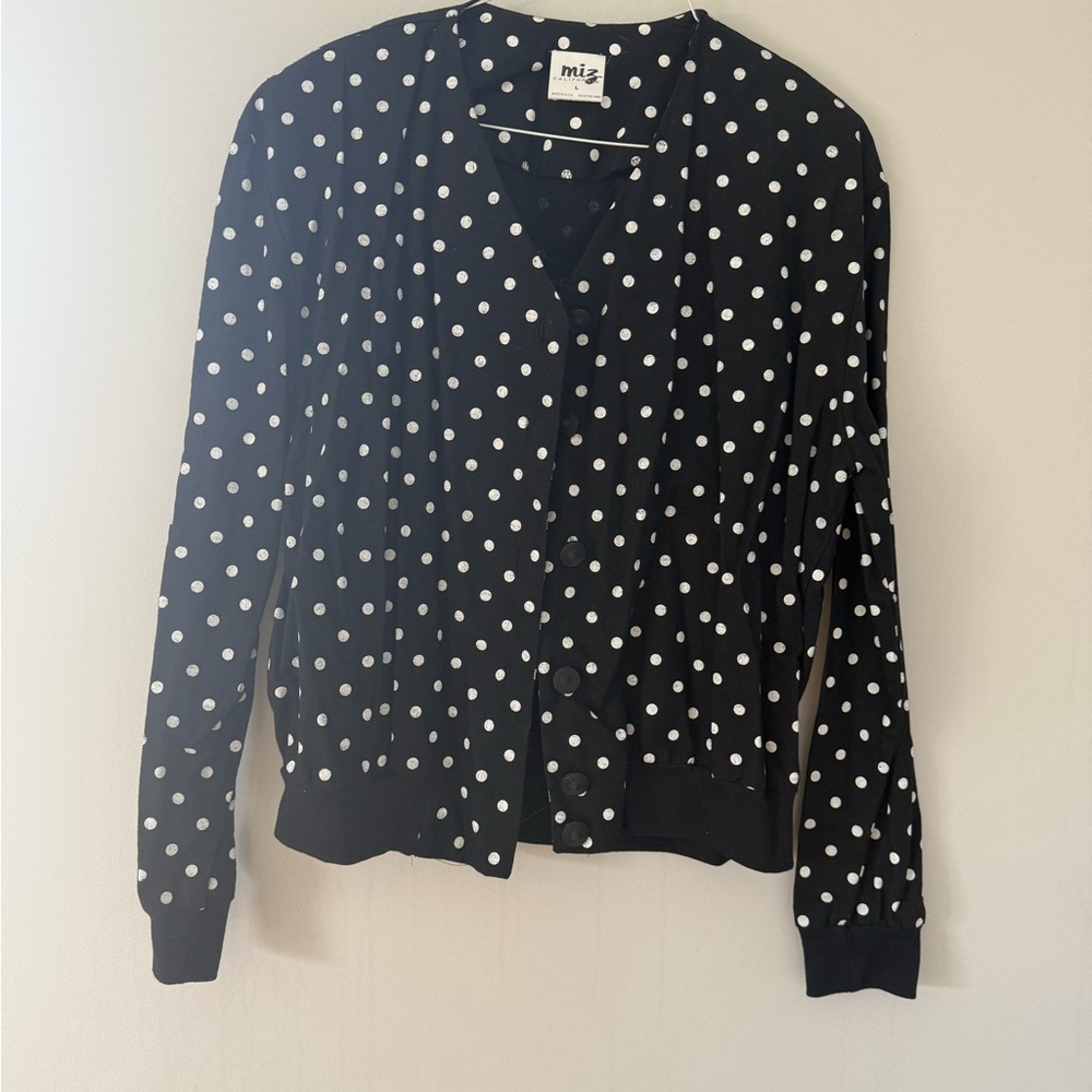 Miz California Black and White Polka Dot Top